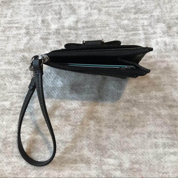 Black Mini Coach Wristlet With Bow - Picture 5 of 5
